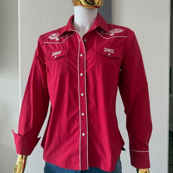 Tops - Embroidered Western Snap Front Long Sleeve XL Shirt